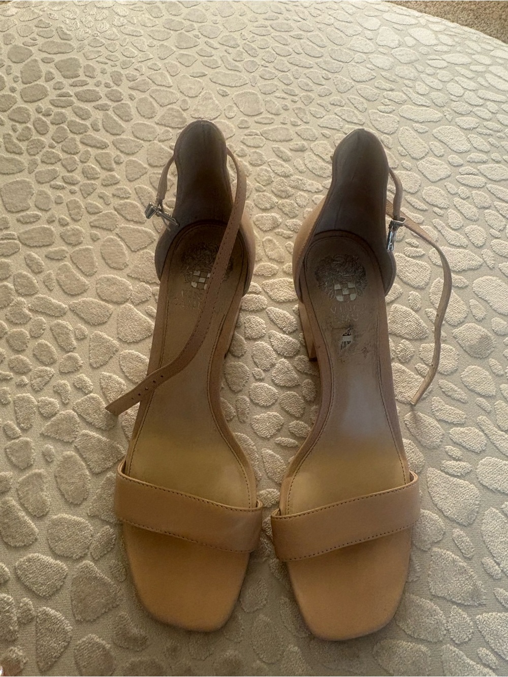 Franco Sarto Tan Ankle-Strap Open-Toe Heels